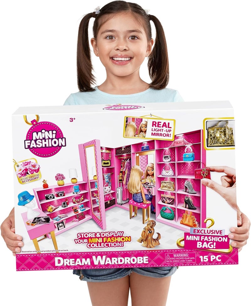 Mini Brands Mini Fashion Dream Wardrobe by ZURU with Exclusive Metallic Mini Fashion Bag and 25+ Storage Areas to Hold Doll Accessories Gift - Image 5